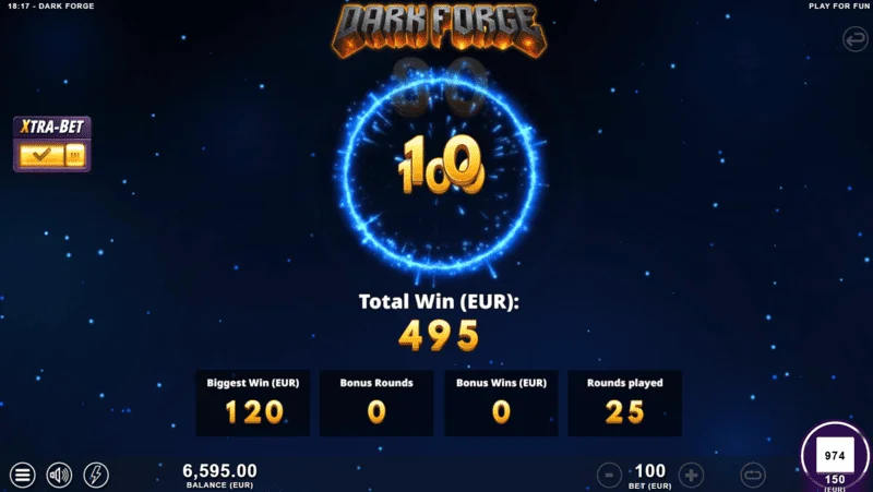 Dark Forge - modalità bonus Super Free Spins con tavolozza scura