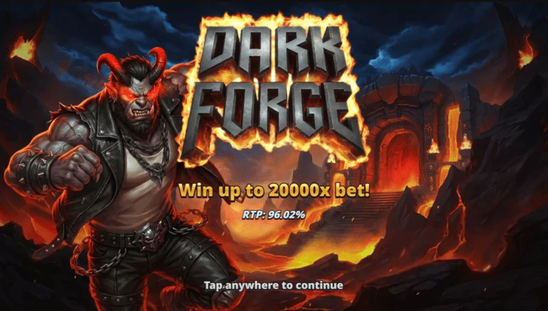 Dark Forge - menu di avvio con il tema della forgia infernale